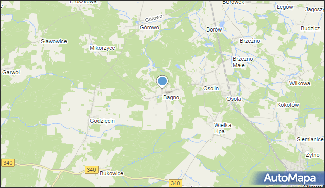 mapa Bagno, Bagno gmina Oborniki Śląskie na mapie Targeo